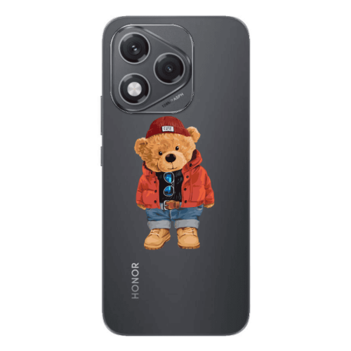 Honor 400 Lite Bear in a hat Transparent Silicone TPU Θήκη
